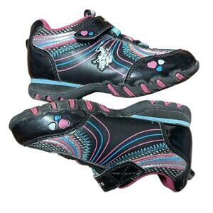 Girls U.S. Polo Assn. Kids' Black and Pink Sneakers Size‎ 8